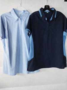 lot 66888 image: APPEARS NEW - Port Authority Ladies Polo Shirt Set - Navy and Light Blue (Size Large)