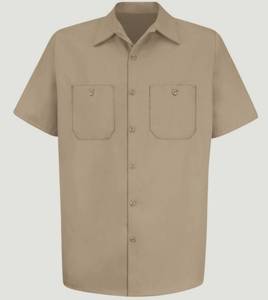 lot 66920 image: APPEARS NEW - RedKap Short Sleeve Khaki Work Shirt (Size XL) 2 Pack