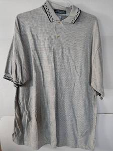 lot 66940 image: APPEARS NEW - Gray Patterned Collar Polo Shirt USA Made (Size 2XL) 2 Pack