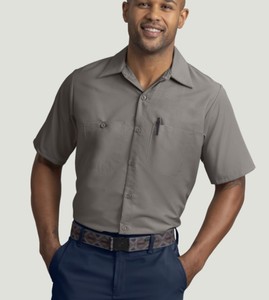 lot 66942 image: APPEARS NEW - Red Kap Mens Short Sleeve Industrial Work Shirt Charcoal (Size XXL) 2 Pack