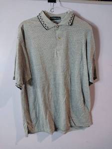 lot 66943 image: APPEARS NEW - Gray Patterned Collar Polo Shirt USA Made (Size 2XL) 2 Pack