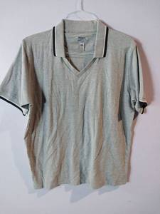 lot 66957 image: APPEARS NEW - Port Authority Gray Cotton Polo Shirt with BlackWhite Detail on Collar and Sleeve (Size XL) 2 Pack