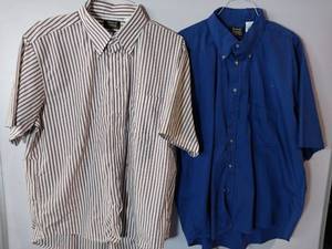 lot 66965 image: APPEARS NEW - Edwards Casualwear Button-Down Shirts, Blue & BurgundyWhite Striped (Size XL) 2 Pack