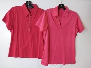lot 66968 image: APPEARS NEW - Port Authority Ladies Polo Shirts, Pink & Red (Size Medium) 2 Pack