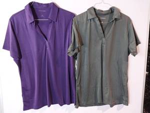 lot 66974 image: APPEARS NEW - Port Authority Ladies Polo Shirts,  Purple & Gray (Size XXL) 2 Pack