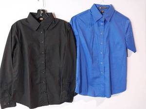 lot 66979 image: APPEARS NEW - Harriton Button-Down Shirts Black & Royal Blue.(Size Medium) 2 Pack