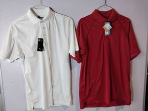 lot 66980 image: APPEARS NEW - Blue Generation Polo Shirt Set,  Red & White. (Size Small) 2 Pack