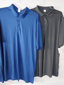 lot 66997 image: APPEARS NEW - Sport-Tek Polo Shirts Set - Blue and Gray (Size 2XL)