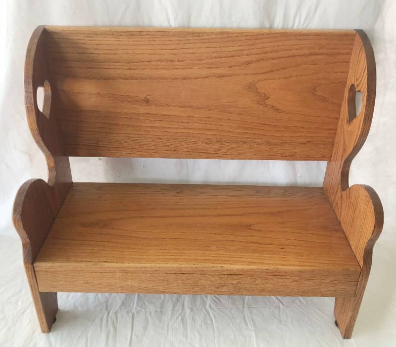 lot 5743 image: Heavy - Heavy - Golden Oak Wood Childrens Bench