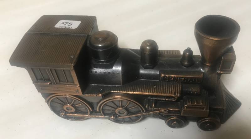 lot 5785 image: Metal Train Engine Coin Bank  Music Box - Highly Collectible