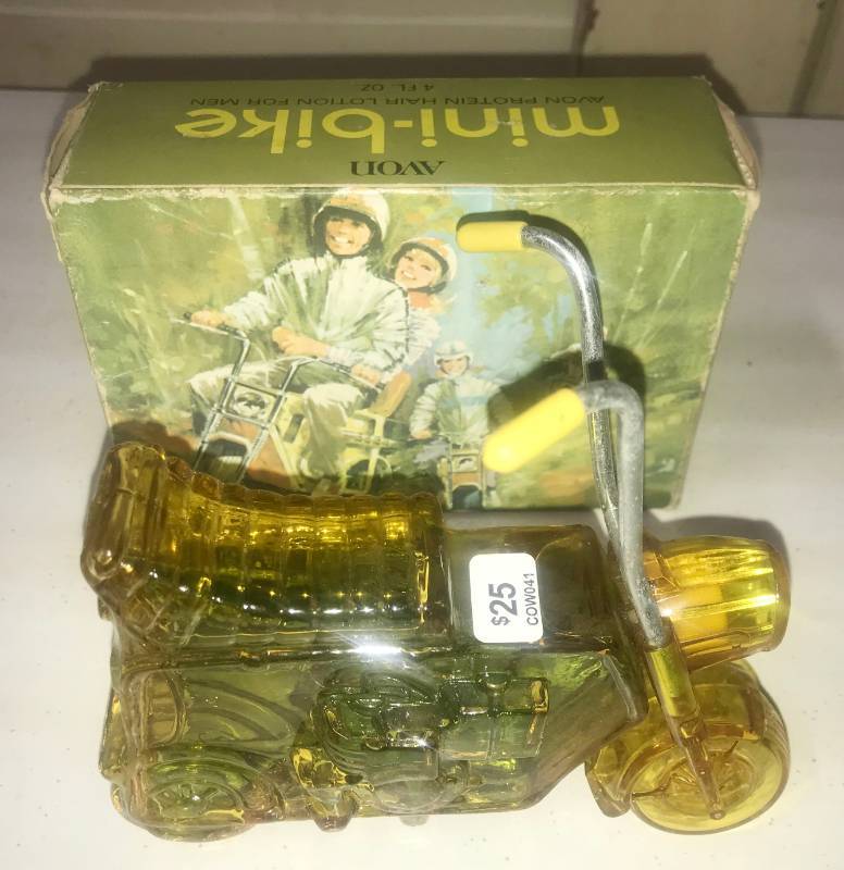 lot 5797 image: AVON - MINI BIKE Cologne Decanter - W original box