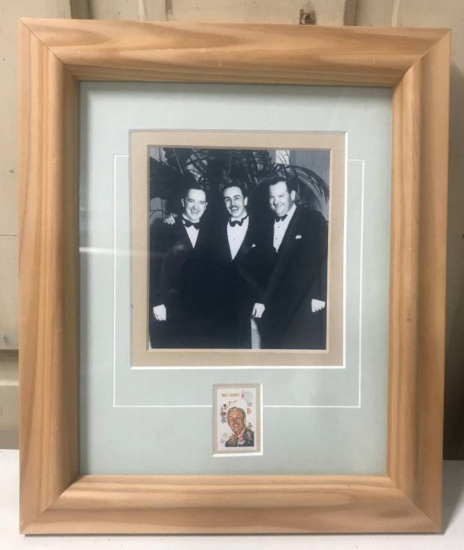 lot 5809 image: Framed Postage Stamp of Walt Disney with a photo - Framed