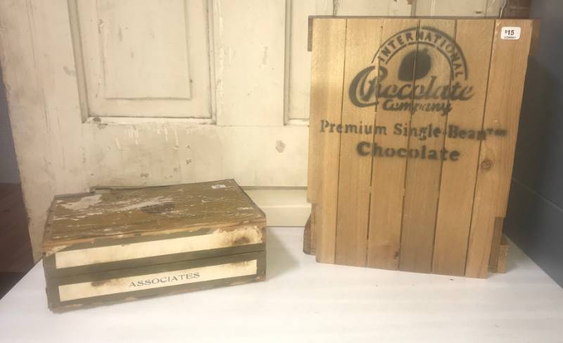 lot 5850 image: International Chocolate Display Box and Vintage Tri-Folding Cigar Box