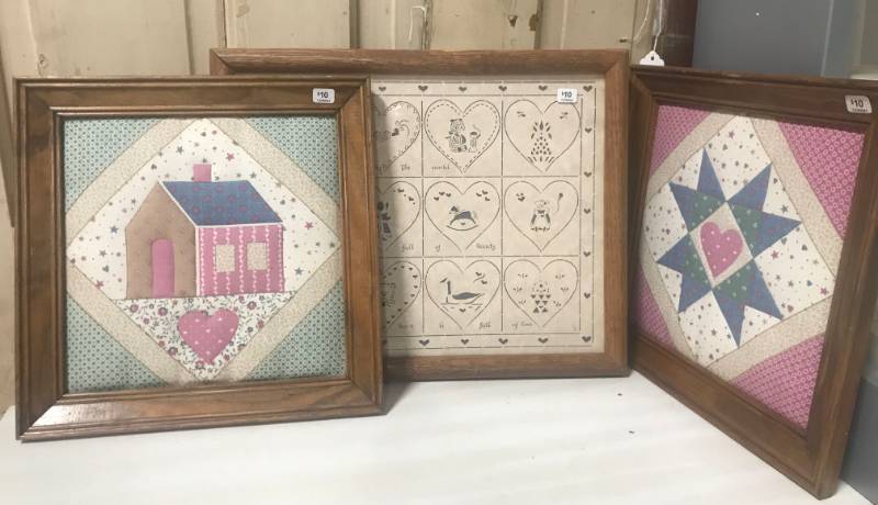 lot 5862 image: 2 Framed Quilt Works and Framed Picture
