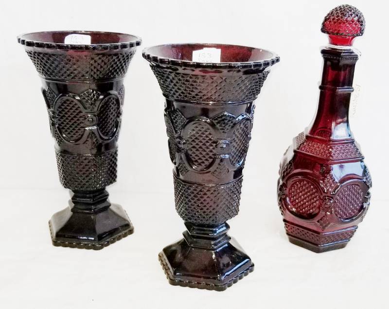 lot 5505 image: Lot of AVON Cape Cod Vases and a Decanter Bottle
