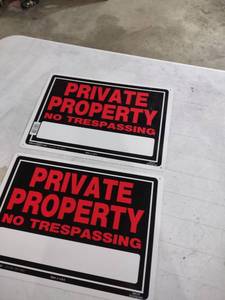 lot 854 image: Private Property No Trespassing Signs - Set of 2