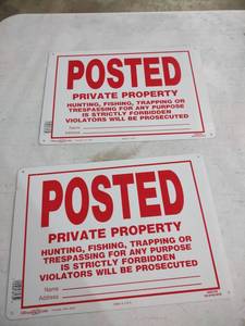 lot 856 image: Posted Private Property No Trespassing Signs - Set of 2