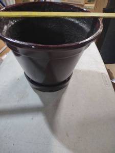 lot 911 image: Large plastic Flower Pot with Burgundy Rim