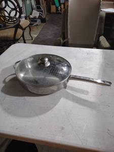 lot 936 image: All-Clad Stainless Steel Saut� Pan with Lid