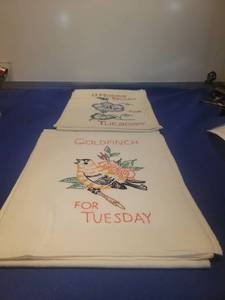 lot 4780 image: Days of the Week Embroidered Tea Towels