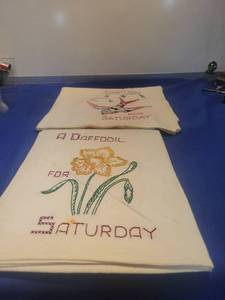 lot 4784 image: Embroidered Days of the Week Tea Towels