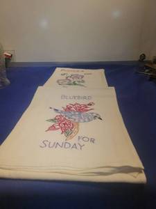 lot 4785 image: Hand Embroidered Days of Week Tea Towels