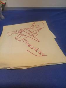 lot 4787 image: Embroidered tea towel