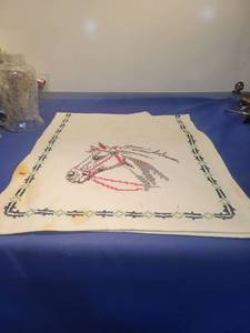 lot 4800 image: Cross Stitch Horse Head Table Runner