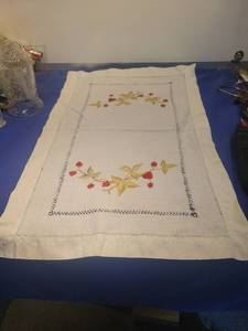 lot 4898 image: Embroidered Strawberry Table Runner