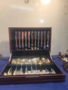 lot 4934 image: 65-Piece Flatware Set in Wood Case