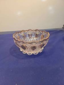 lot 4940 image: Cut Crystal Bowl with Gold Trim