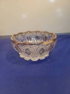 lot 4941 image: Pressed Glass Bowl with Gold Trim