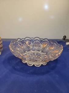 lot 4947 image: Pressed Glass Oval Serving Bowl