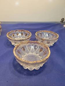 lot 4949 image: Cut Glass bowls with Gold Trim