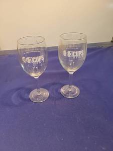 lot 4955 image: 3 Cups Media Promotional Wine Glasses Set