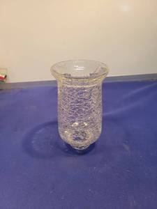 lot 4957 image: Crackle Glass Flower Vase