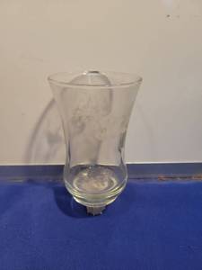 lot 4958 image: Etched Glass Hurricane Candle Holders