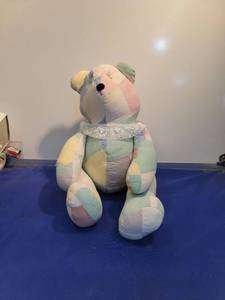 lot 4965 image: Patchwork Teddy Bear with Lace Collar