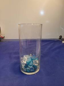 lot 5004 image: Decorative Glass Vase with Blue & Clear Gems