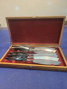 lot 5011 image: Stainless Steel Knife Set with Wooden Case