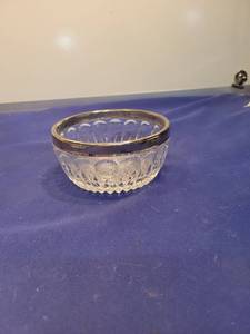 lot 5013 image: Cut Glass Bowl with Silver Rim