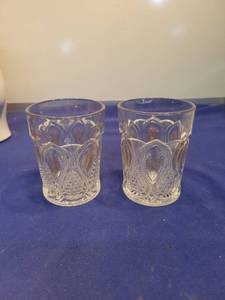 lot 5024 image: Pressed Glass Tumblers with Heart Pattern