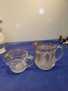 lot 5071 image: Pressed Glass Cream Pitcher Set