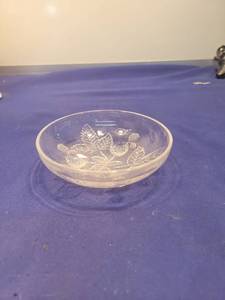 lot 5076 image: Glass Butter Pat Dish with Strawberry Design