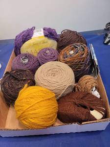 lot 5098 image: Mixed Yarn Bundle with Yellow and Purple Skeins