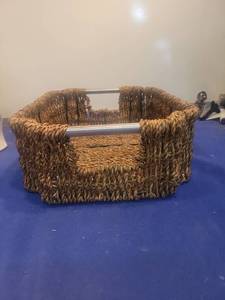lot 5123 image: Seagrass Storage Basket with Metal Handles