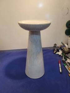 lot 5167 image: Textured White Ceramic Pillar Candle Holder