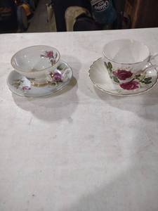 lot 5851 image: Floral Tea Cup Set - Rose Pattern
