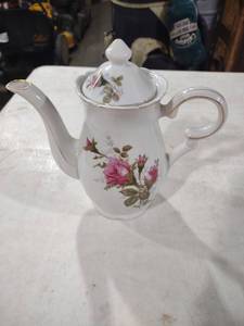 lot 5855 image: Royal Fine China Teapot with Pink Rose Design