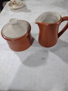 lot 5895 image: Brown and White Imperial Stoneware Coffee Pots